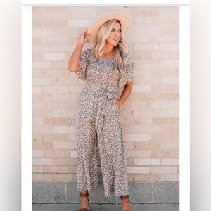Smocked Flutter Sleeve Jumpsuit